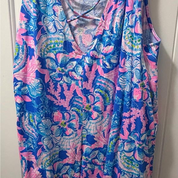 Lilly Pulitzer Blue and Pink Floral Dress Madsen - Picture 2 of 2